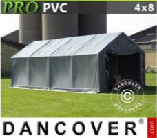 Tente de stockage 4x8x2x3,1m, PVC, Gris
