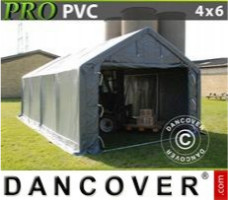 Tente de stockage 4x6x2x3,1m, PVC, Gris