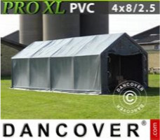 Tente de stockage 4x8x2,5x3,6m, PVC, Gris