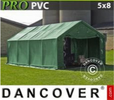 Tente de stockage 5x8x2x2,9m, PVC, Vert