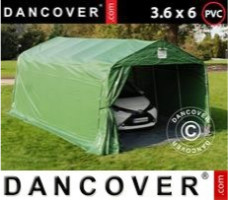 Tente de stockage 3,6x6x2,68m PVC, avec couverture de sol, Vert/Gris